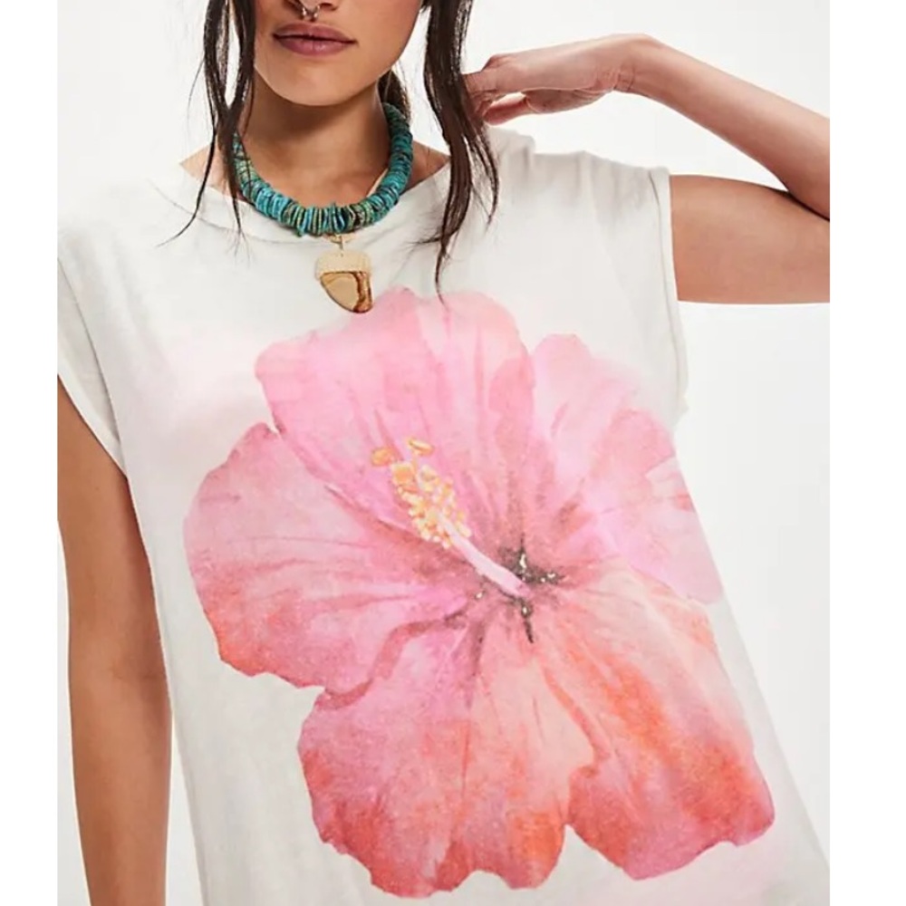 NWOT Free People Ragabond Hibiscus Maxi Tee Size Small - Picture 4 of 16